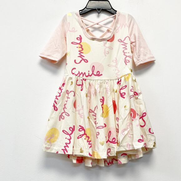 Dot Dot Smile Girls Cream Smile Print Ballerina Short Sleeve Dress Size 2T - Picture 5 of 5